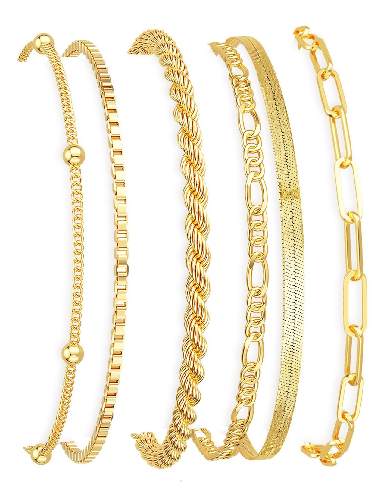Gold Bracelets for Women – Waterproof 14K Plated Minimalist Stackable Jewelry Se