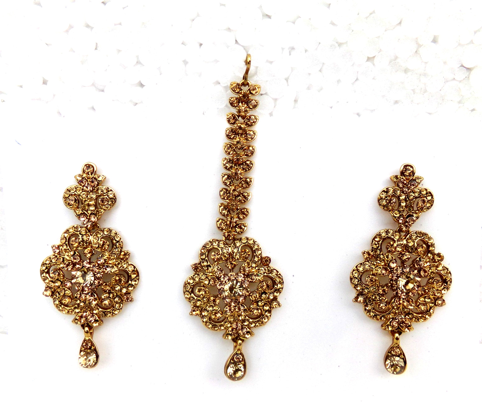 Indian Bollywood Women Tikka Earrings Traditional Set Ethnic Gold Plated Jewelry