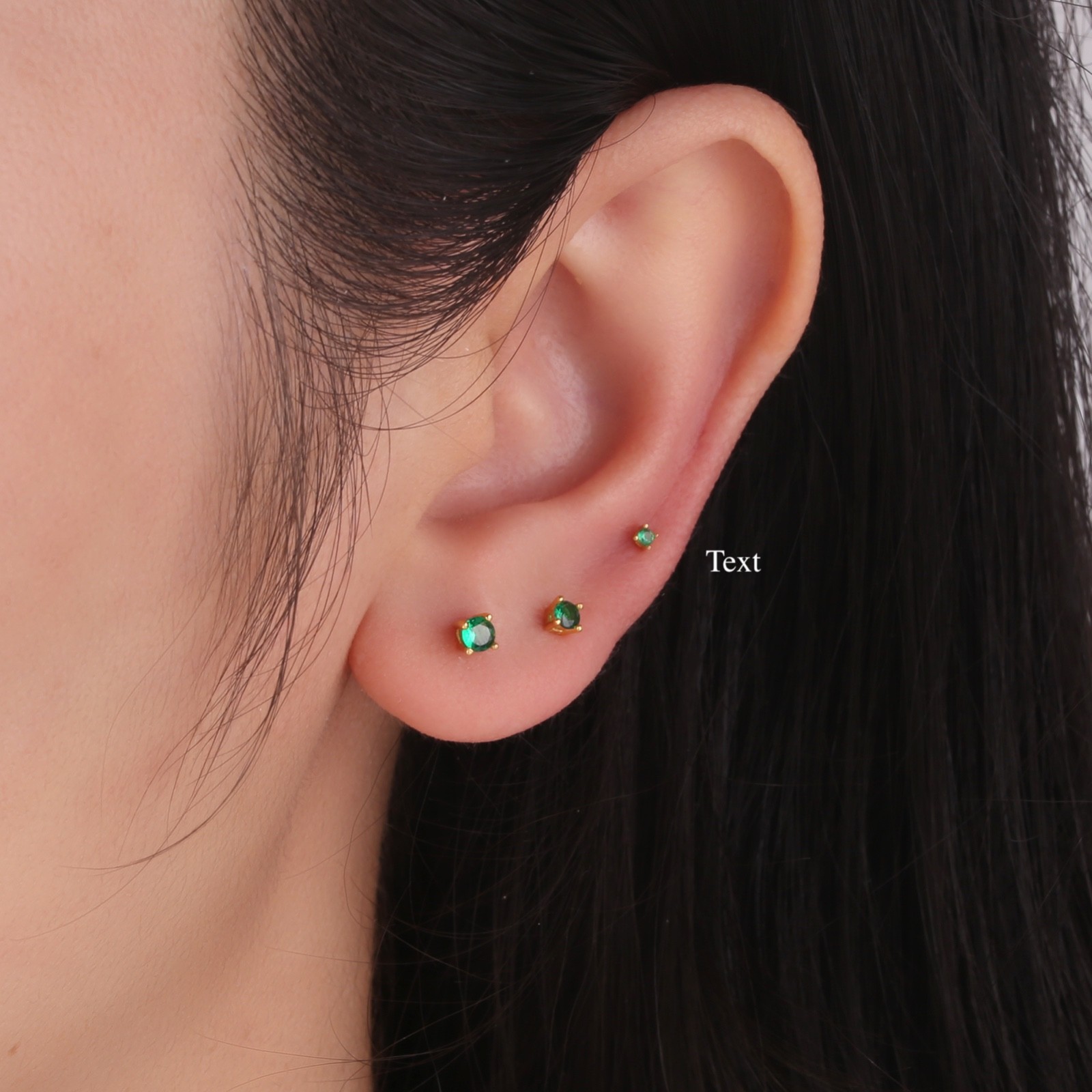Small Emerald stud earrings, 18K gold plated sterling silver, jewelry gifts
