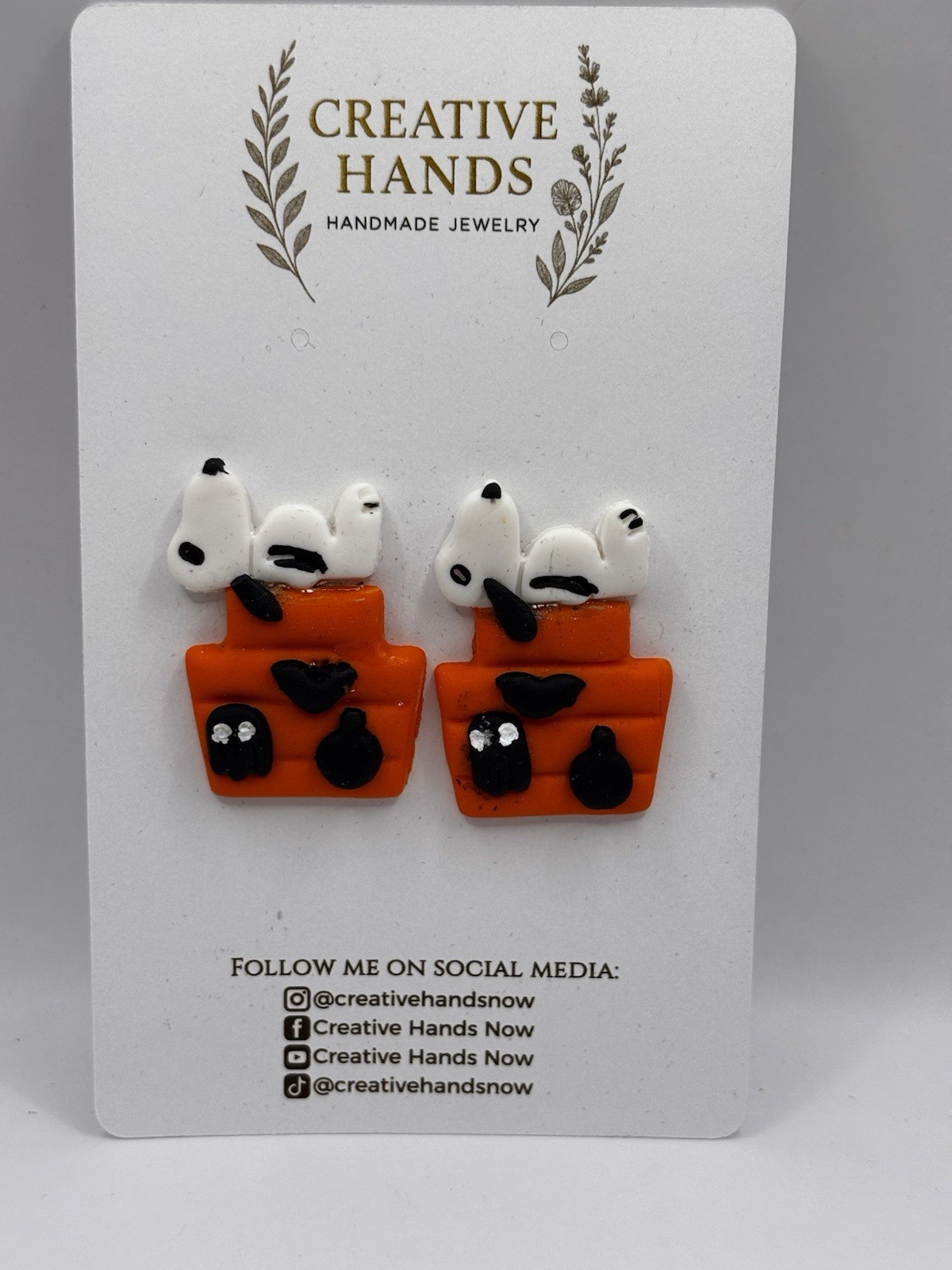 Snoopy Halloween Earrings Orange Doghouse Ghost Bat Peanuts Inspired Jewelry