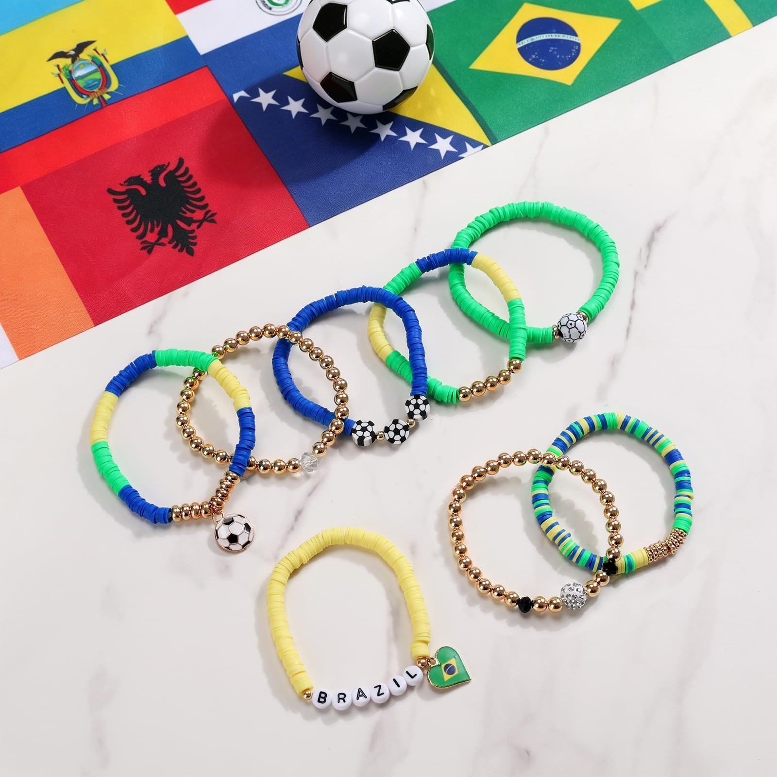 8 Pack Soccer Bracelets for Women – Game Day Jewelry, Sports Fan Gifts, Stackabl