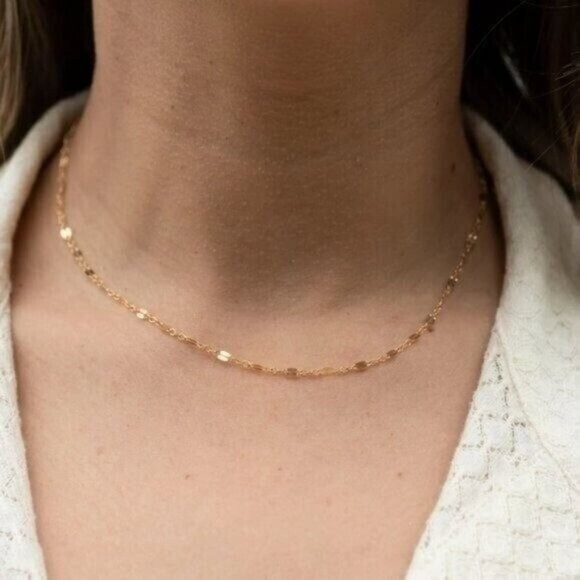 WATERPROOF Gold Chain Necklace Layering Necklace Dainty Gold Sparkle Chain