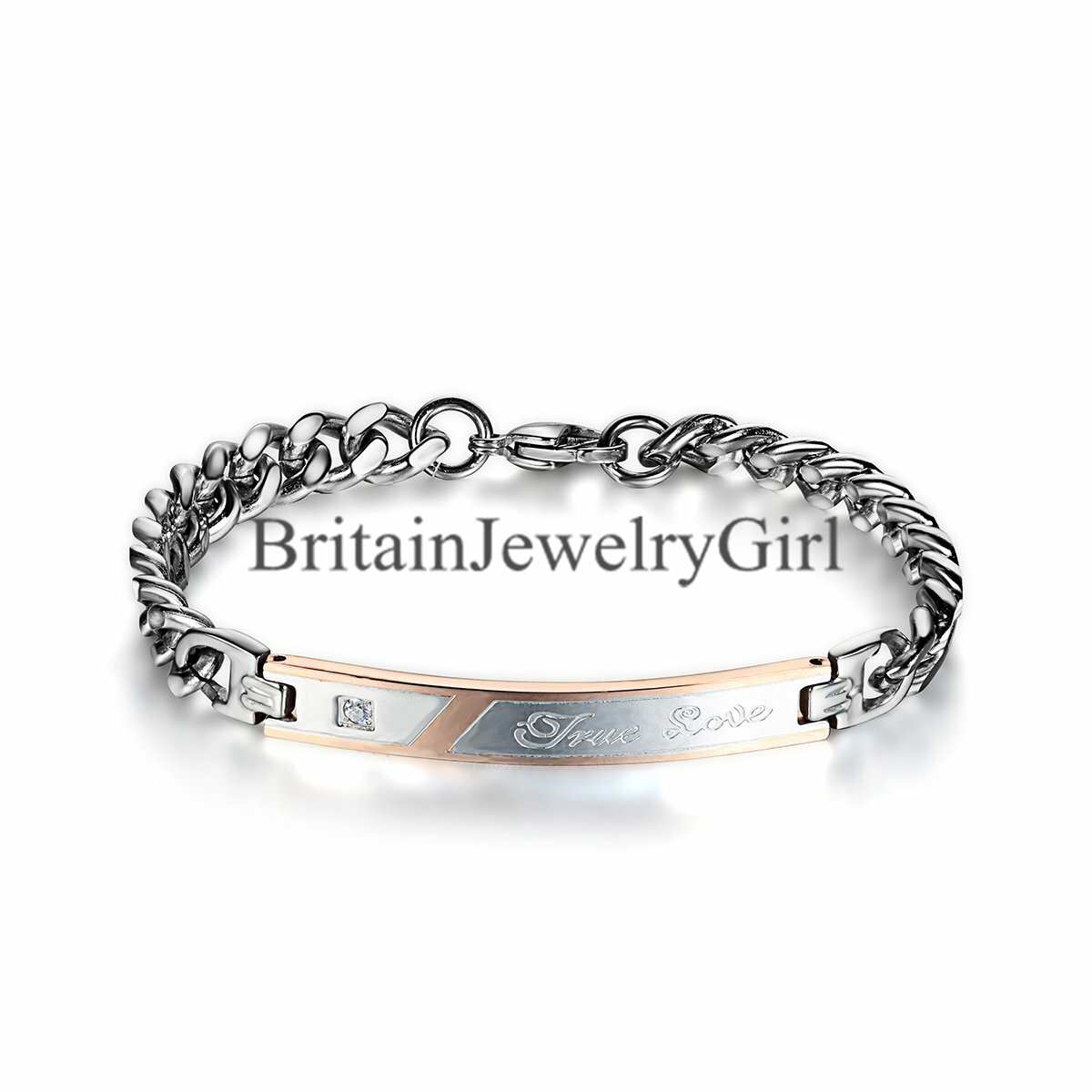 True Love Stainless Steel His and Hers Couple Bangle Bracelet Valentine’s Gift