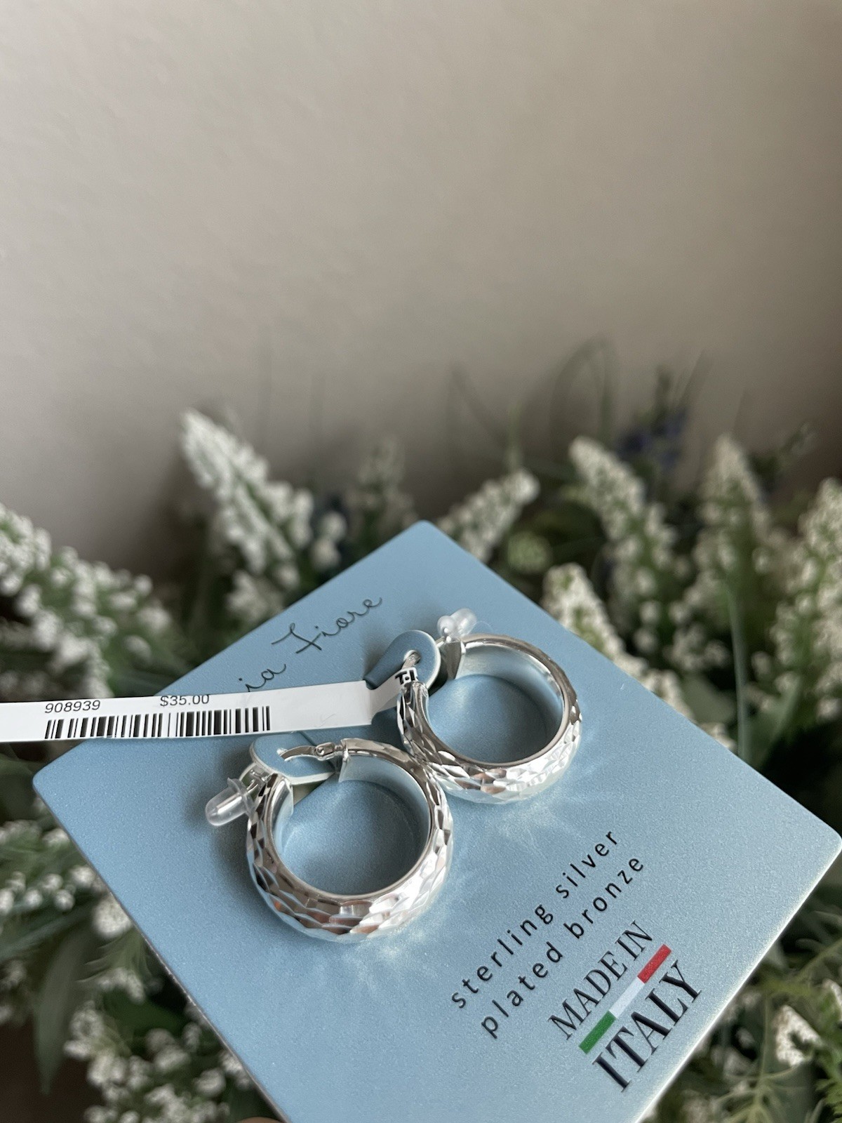 Sterling Silver Plated Bronze Hoop Earrings By Mia Fiore Brand New 1in