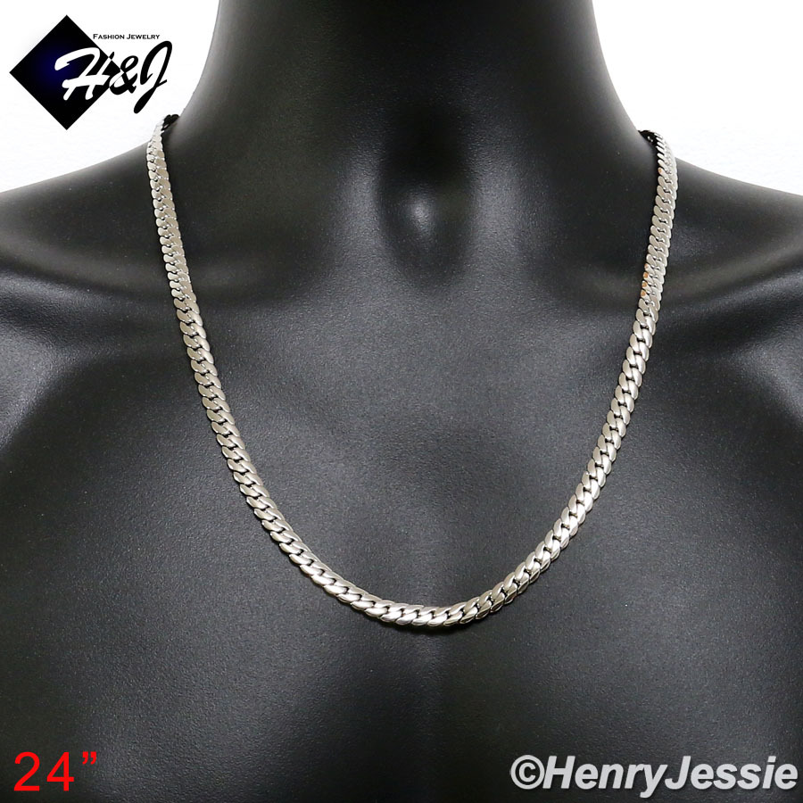 16-40″MEN Stainless Steel 5mm Silver Miami Cuban Curb Link Chain Necklace*N155
