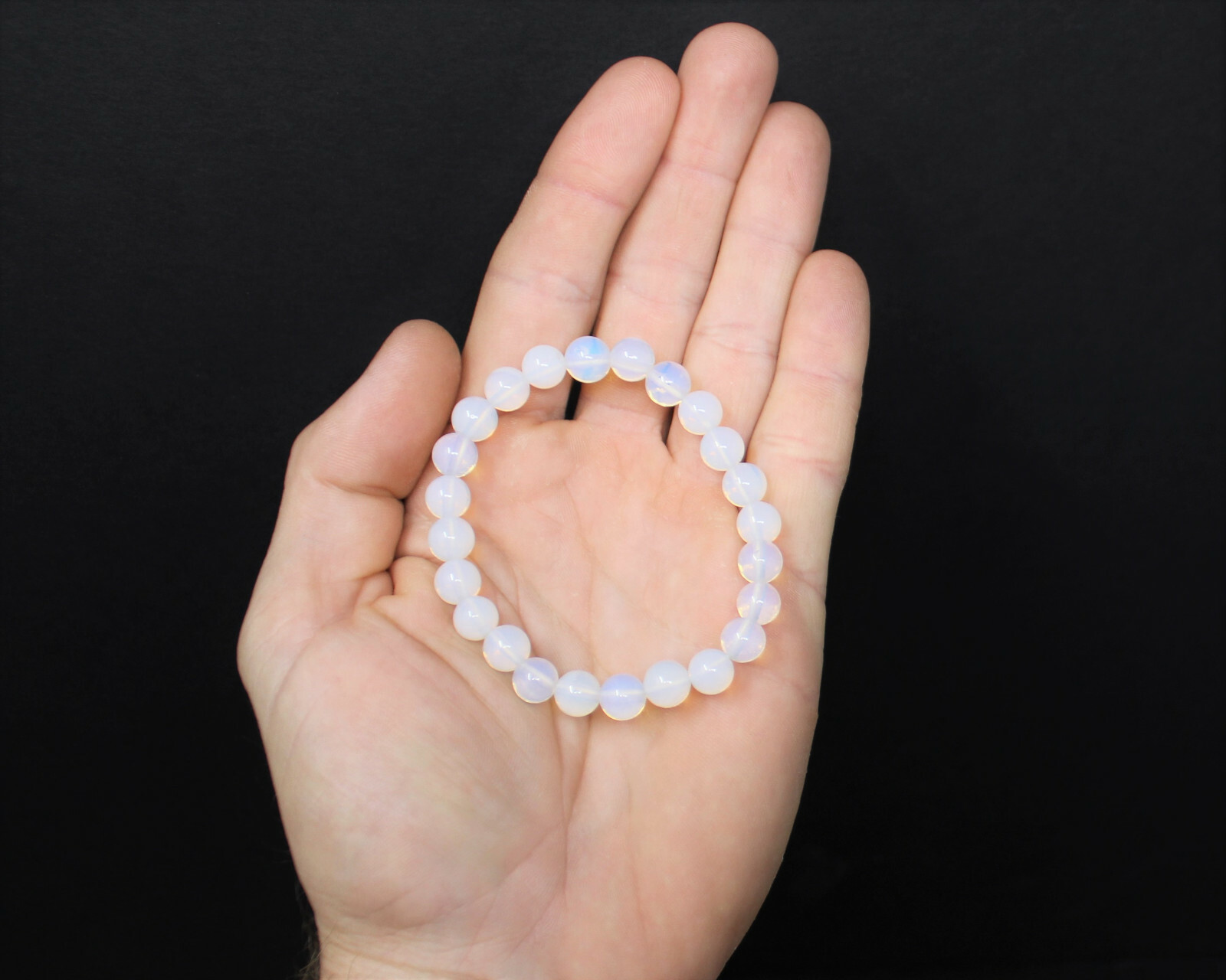 Opalite Bead Bracelet 8 mm Round Crystals (Natural Gemstone Stretch Bracelet)