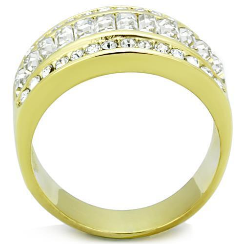 14k yellow Gold Plated Baguette CZ Wide Band Cocktail Ring