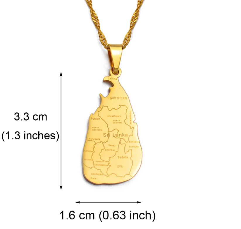 Sri Lanka Map Pendant Necklace