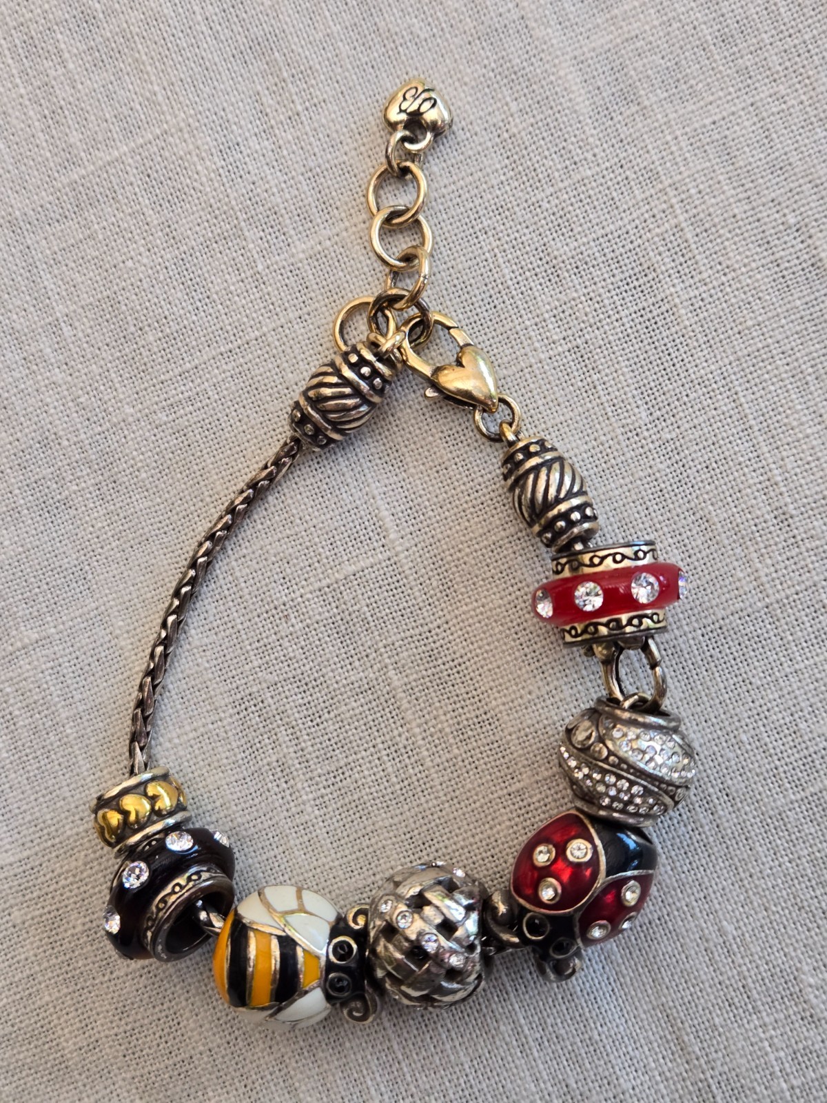 Brighton Bumble Bee & Lady Bug Charm Bracelet with Assorted Add-on Beads