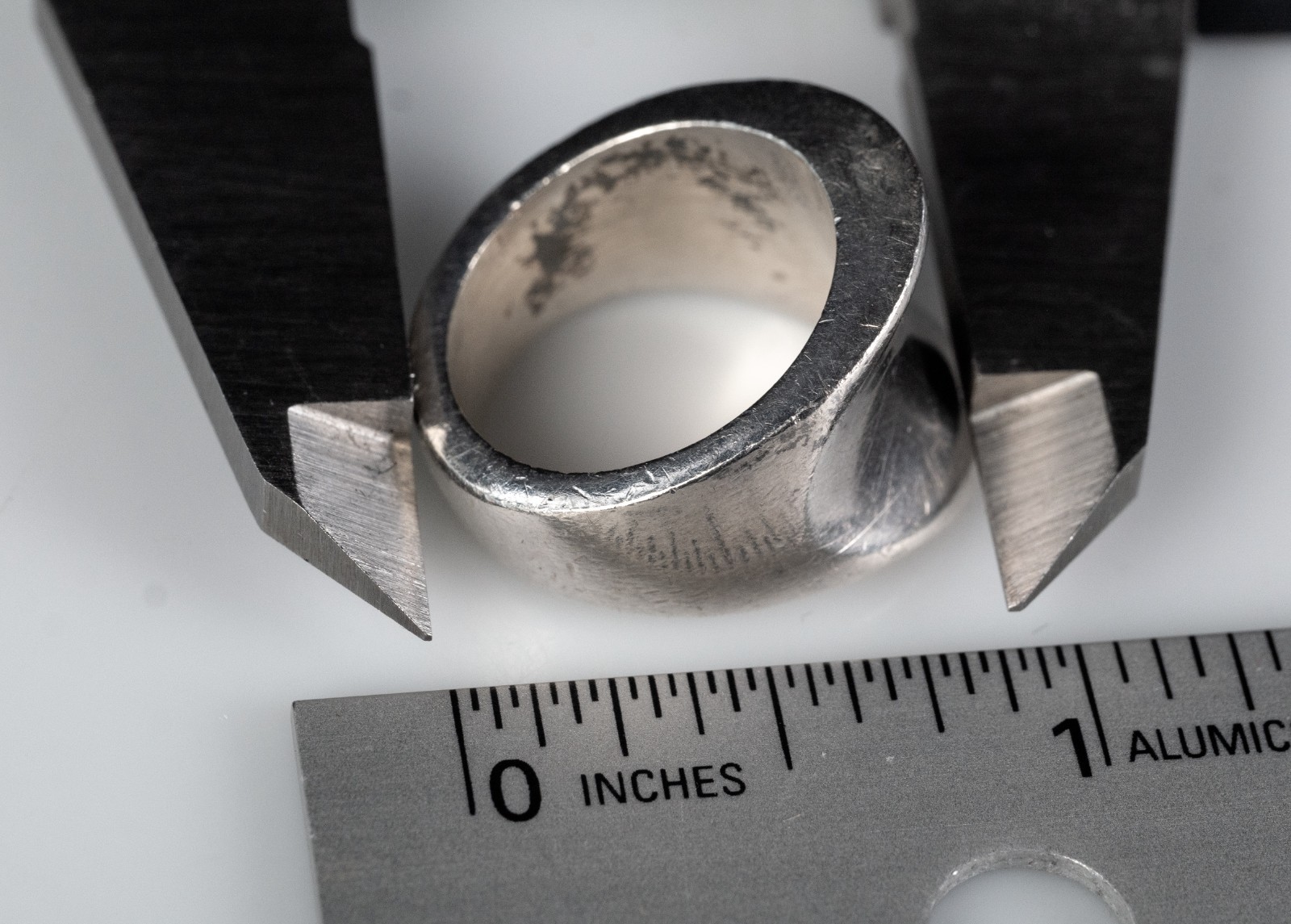 Chunky Concave 12g Sterling Silver Ring US Sz 5 23mm Mexico? USED Visible Wear