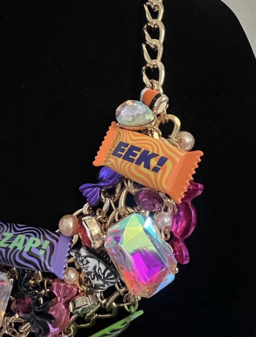 Betsey Johnson Necklace Halloween Candy Statement Chunky Charms Glow In Dark NWT