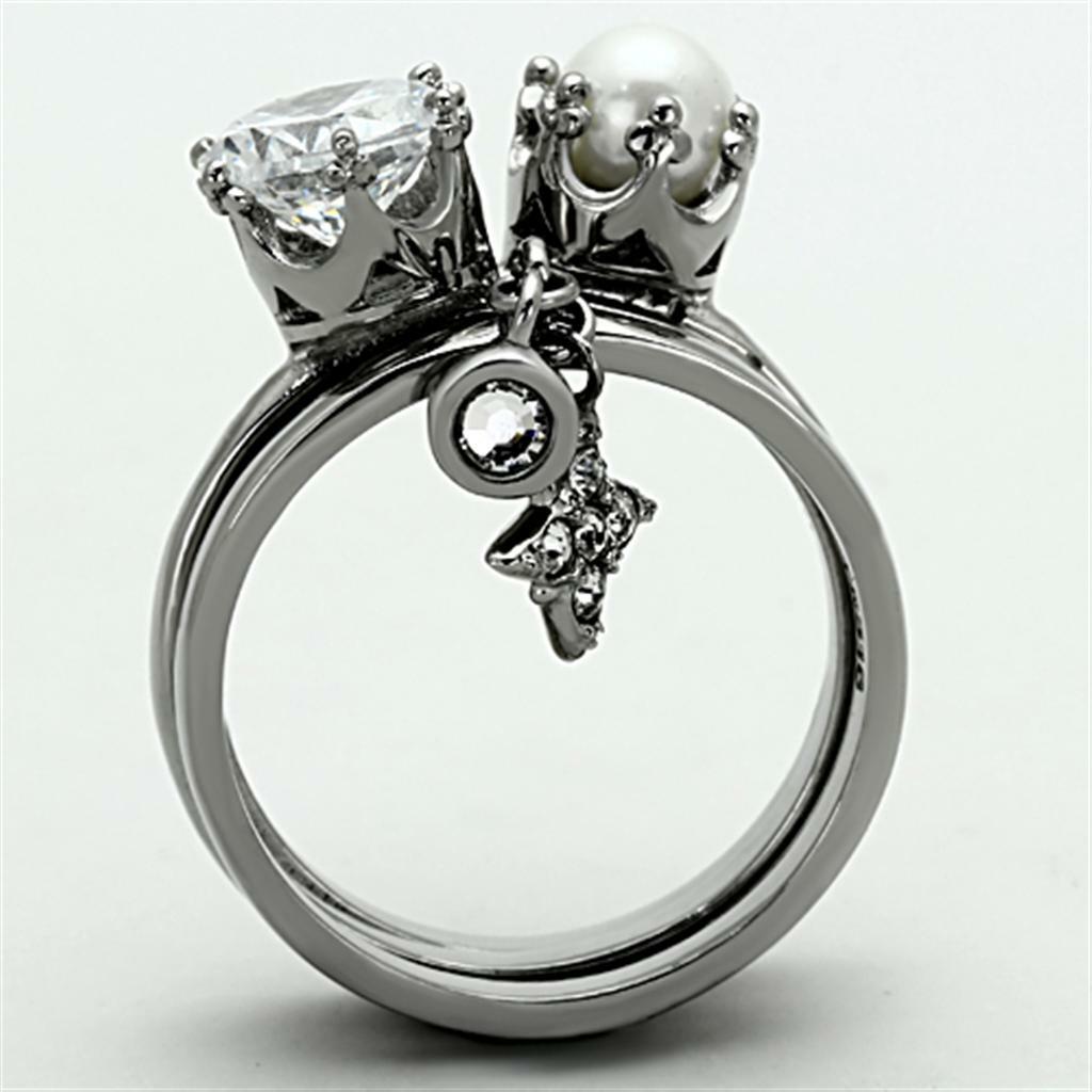 TK1497 – High polished (no plating) Stainless Steel Ring with AAA Grade CZ in