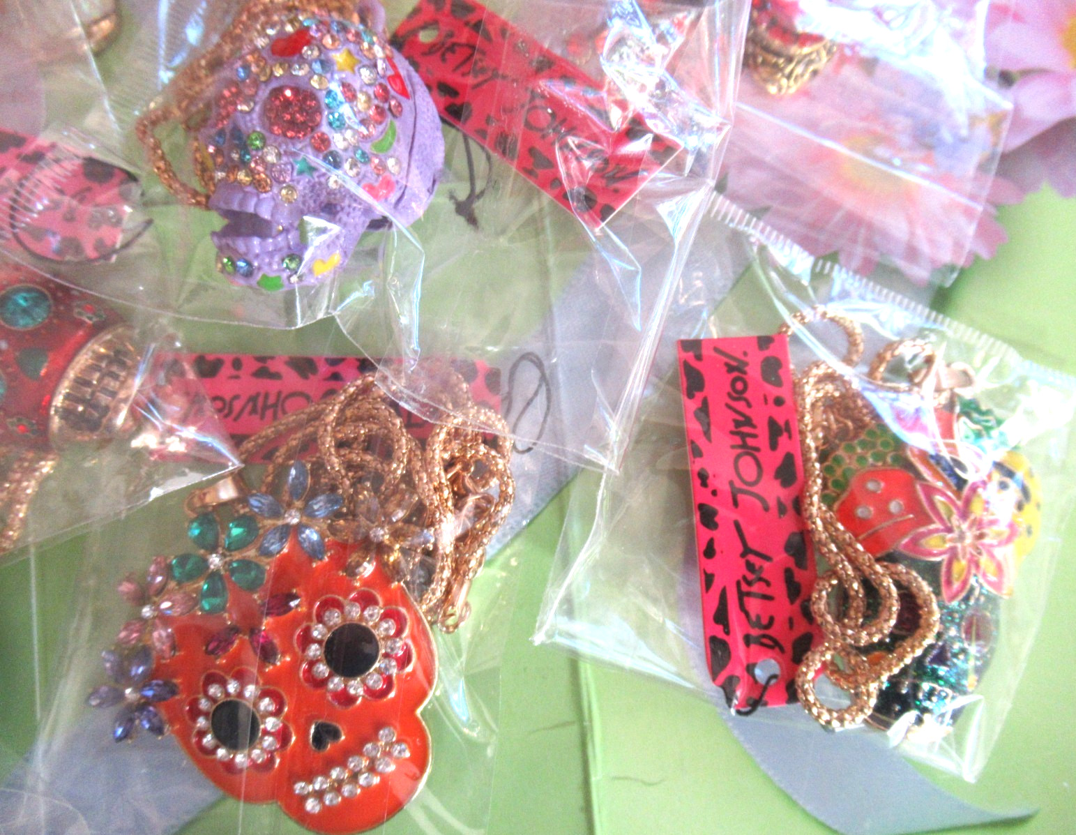 BETSEY JOHNSON Rhinestone Novelty Pendant Necklaces Halloween lot of 10 pcs NWT
