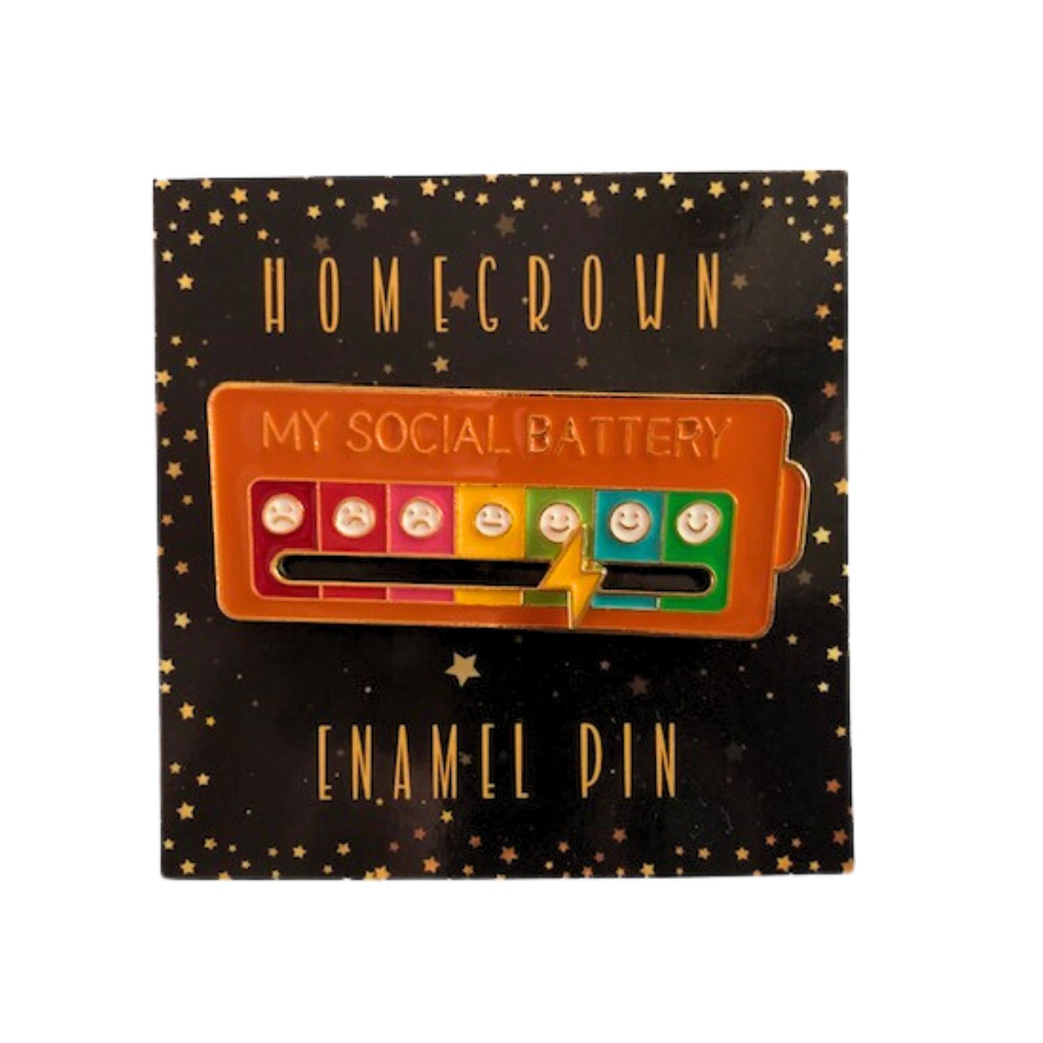 Social Battery Enamel Pin, Social Anxiety Battery Sliding Mood Interactive Pin