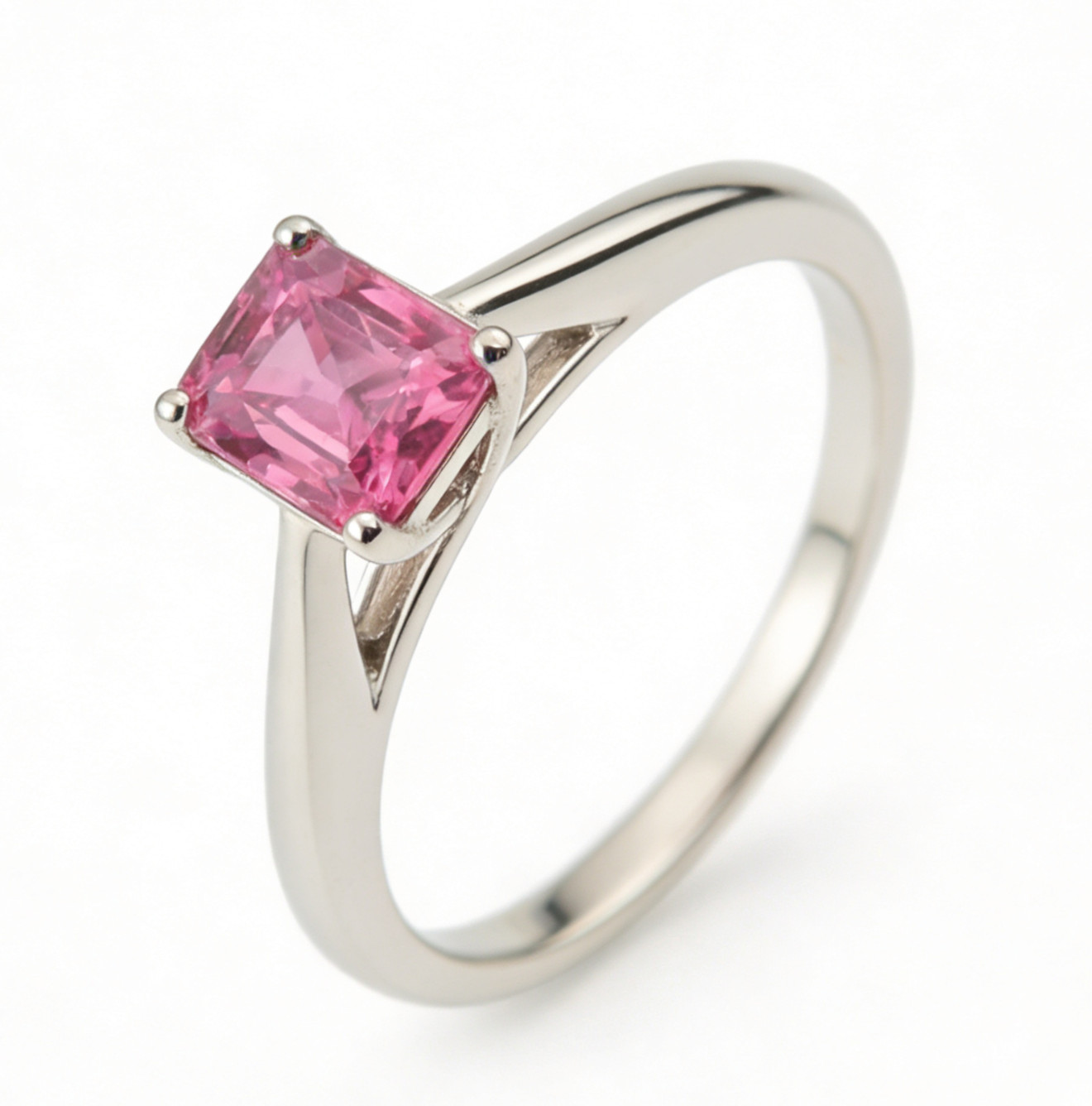 Elegant Simulated Pink Tourmaline Engagement Ring 925 Sterling Silver All Sizes