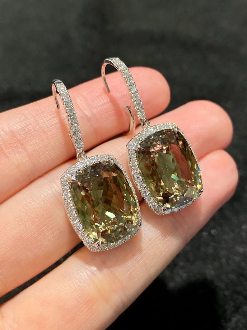 Cushion Cut Earrings 925 Sterling Silver Women’s Engagement Jewellery .