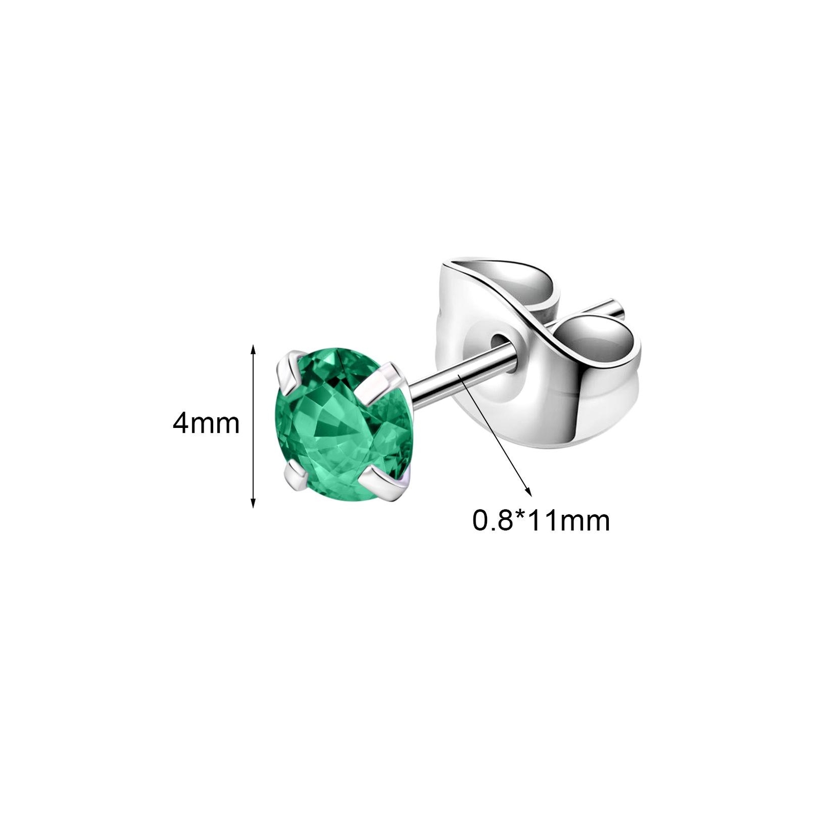 1 Pair 20G Stainless Steel Stud Earrings CZ Ear Studs Cartilage Piercing Jewelry