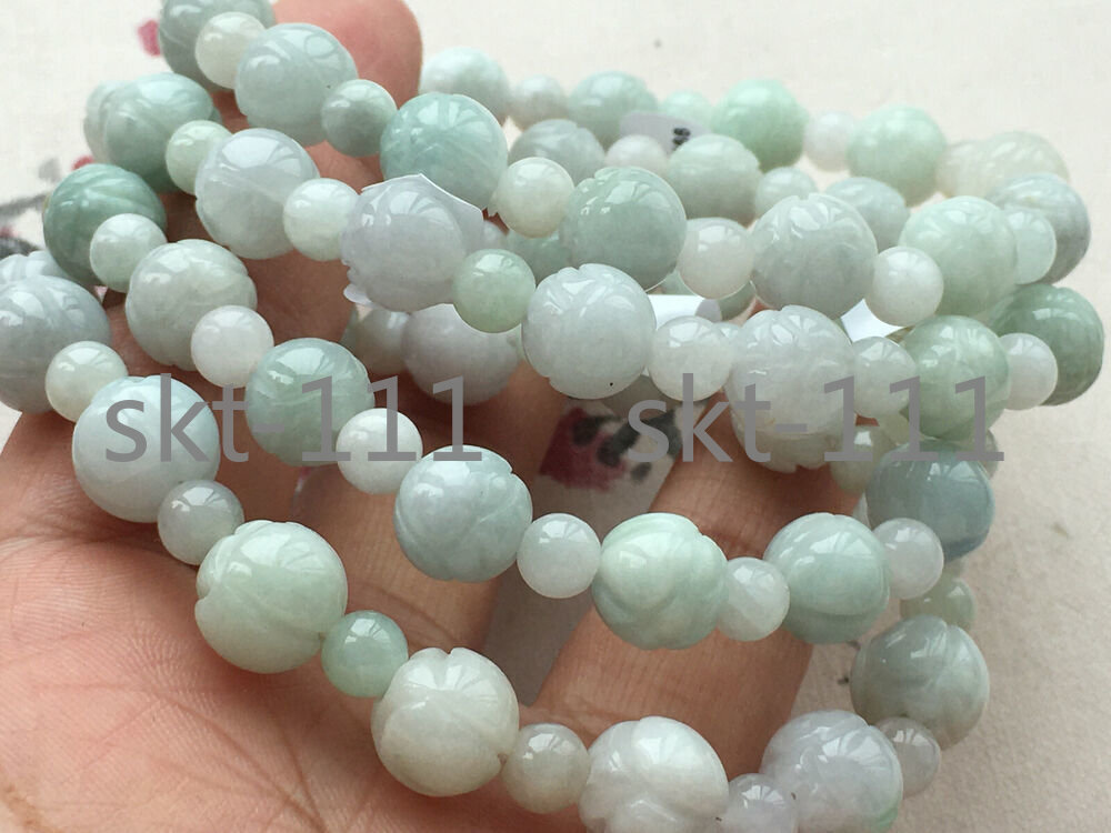 Certified natural A grade jade 6-10mm carving elastic lotus bracelet AAA++