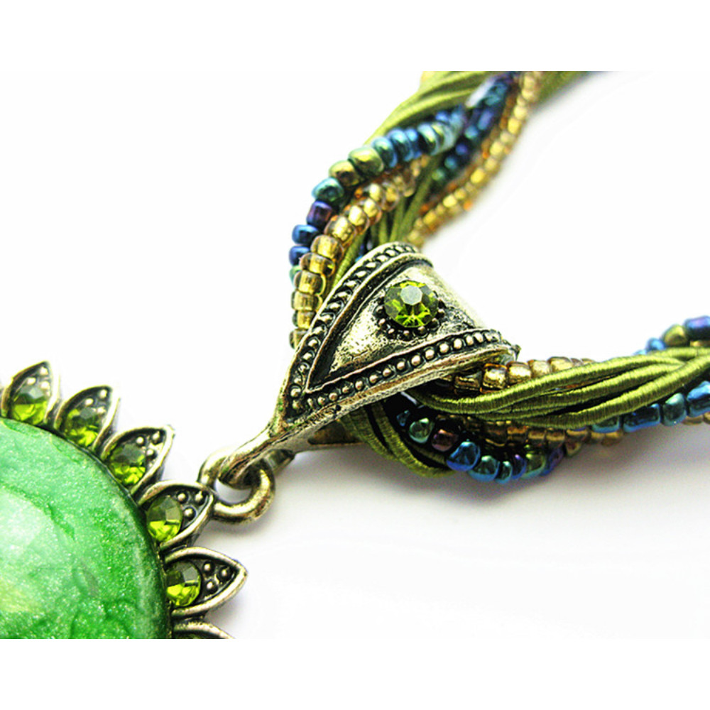 Women Retro Bohemian Style Turquoise Rhinestone Pendant Collar Necklace Jewelry