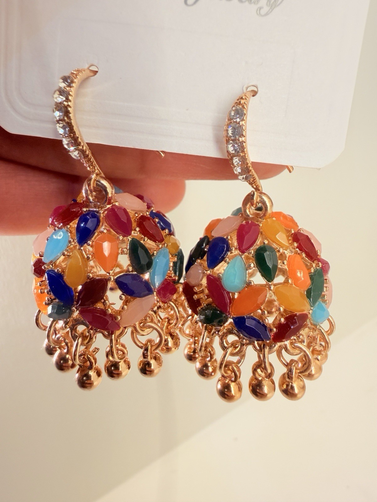 Women Jhumka Colorful Stone earrings for women with Tassels Traditional Jewelry