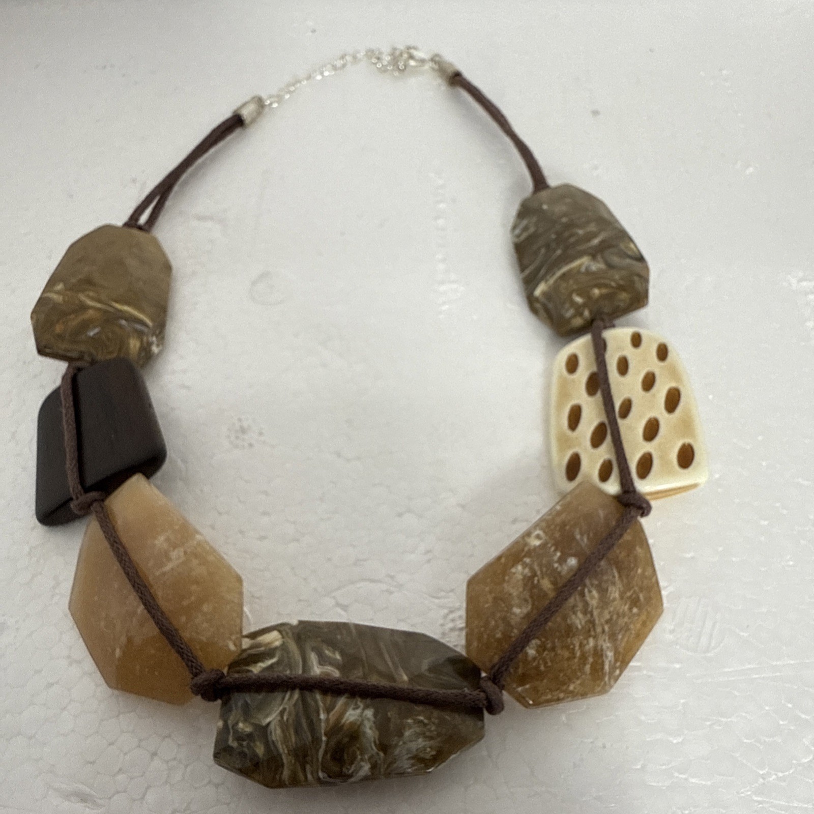 Retro Bohemian Necklace Brown Beaded Tan Earth Style