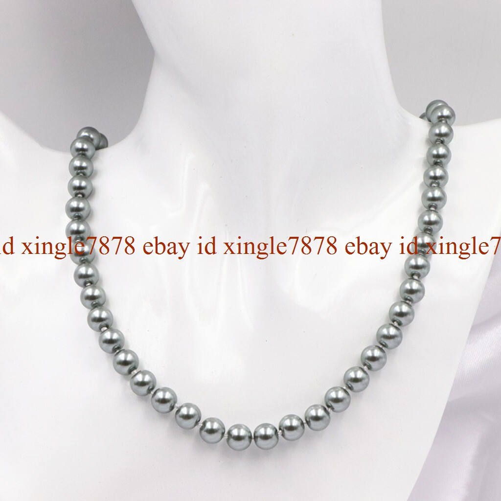 Natural 8MM 10MM 12MM South Sea Shell Pearl Round Beads Necklace 20″