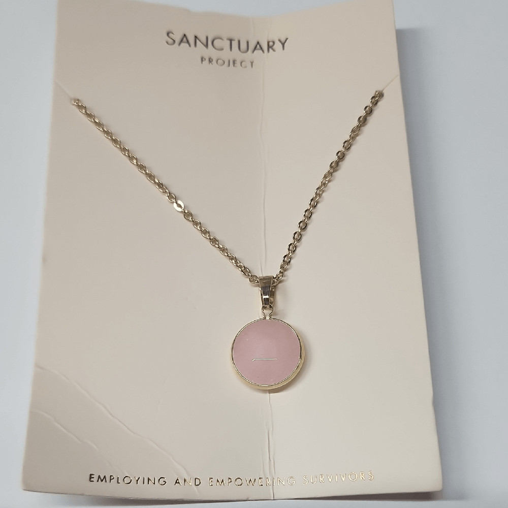 Gold and Pink Pendant Necklace
