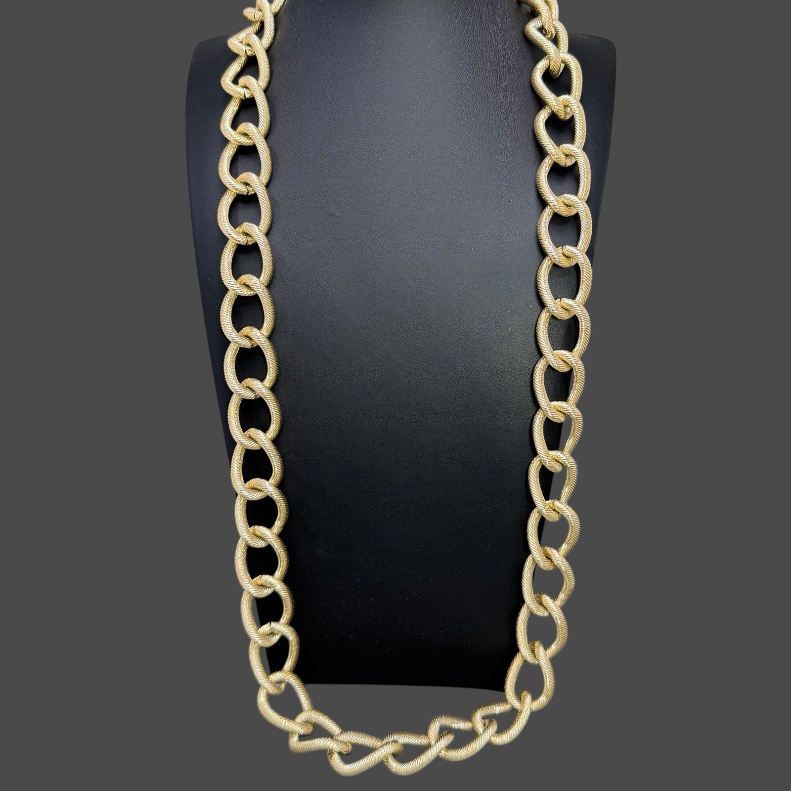 Vintage Lot of 2 Textured Aluminum Chain Link Necklaces Gold Tone & Silver Tone