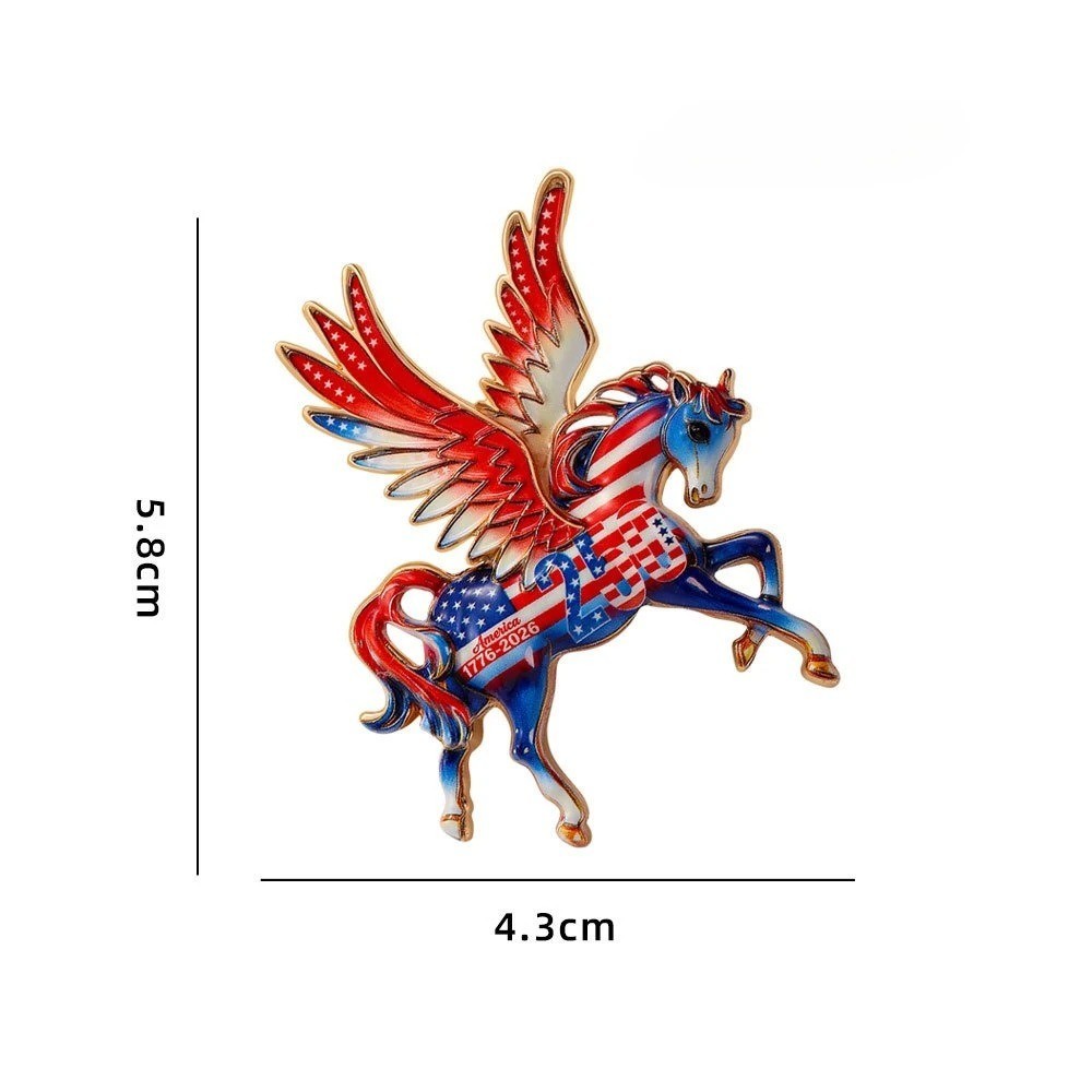 Gold Tone USA 250 Independence Day American Flying Horse Brooch Pin Enamel Gift