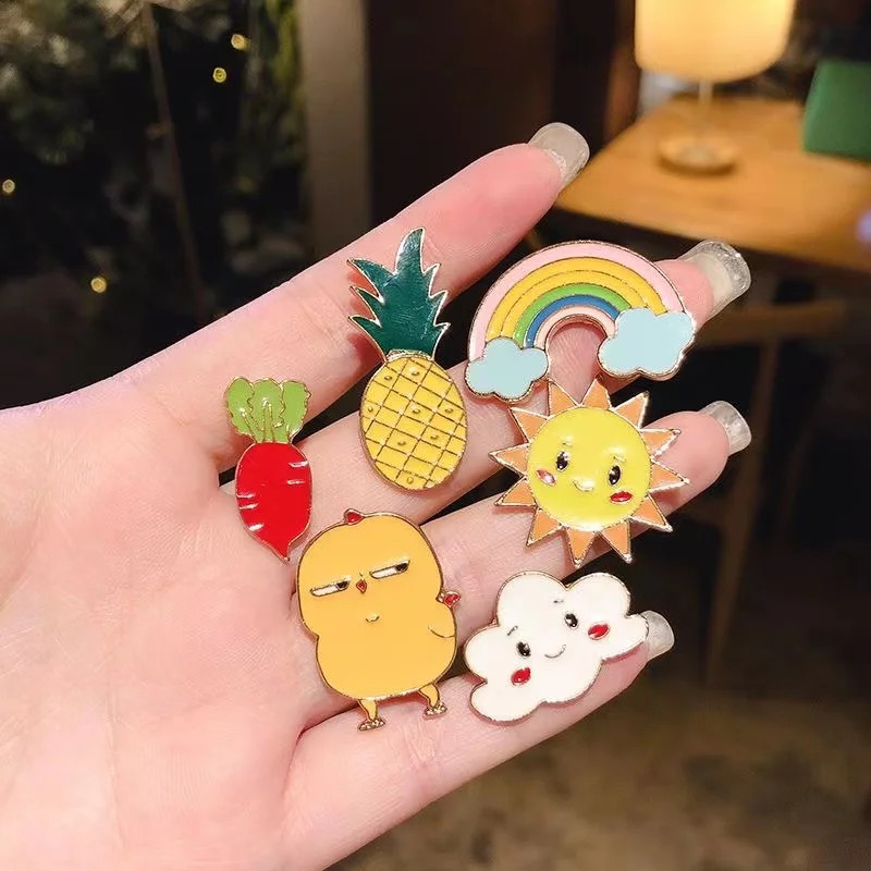 10/20/30/40/50Pcs Enamel Pin Badge Random Cute Animal Plant Metal Brooches Backp