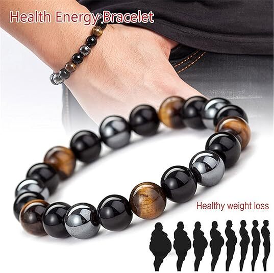 Natural Energy Healing Stretch Bracelet Stone Hematite Tiger Eye for Men Women