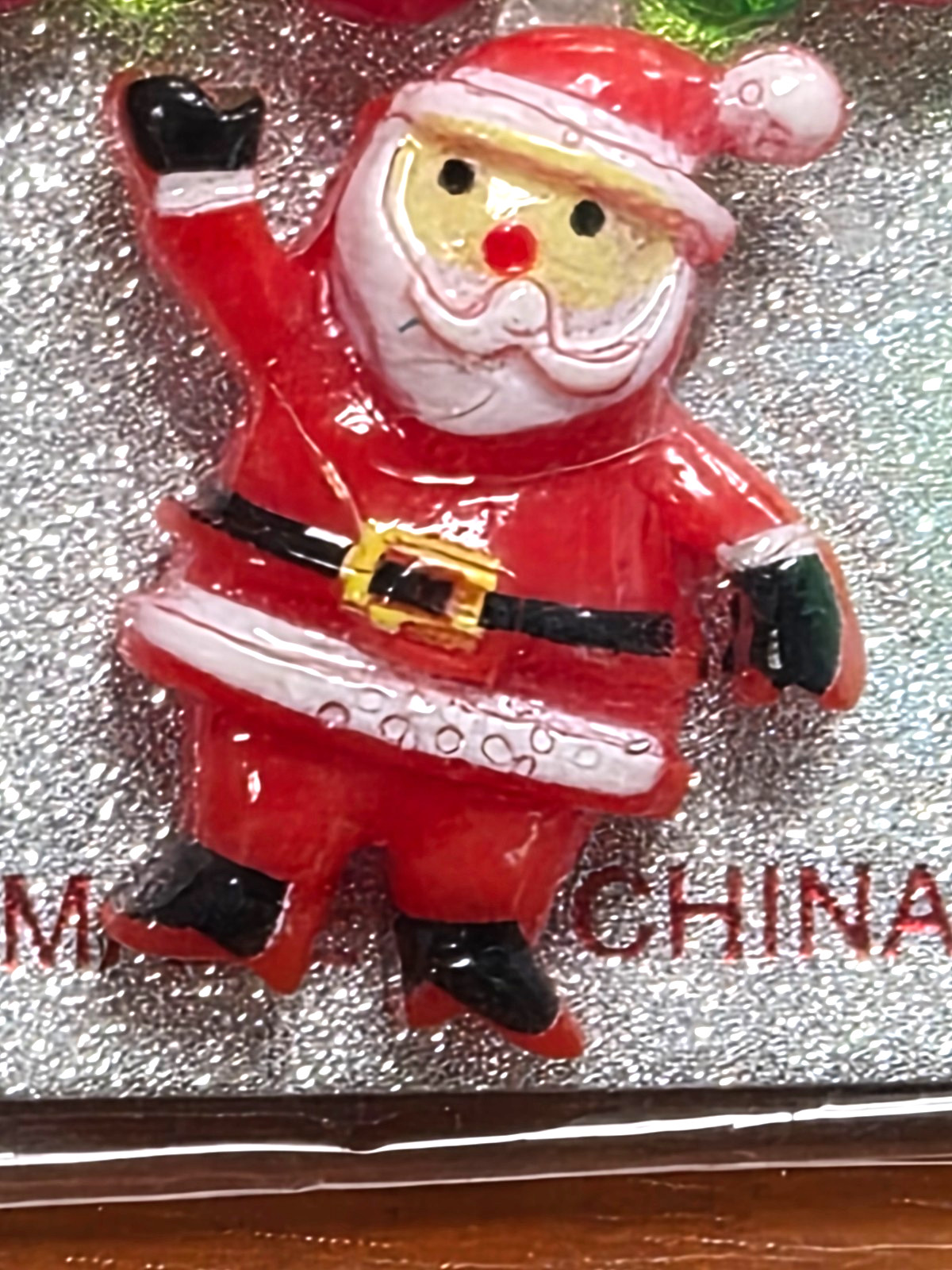 NOS Estate 3 Christmas Holiday Plastic Beaded Santa Claus 6.5″ Bracelet