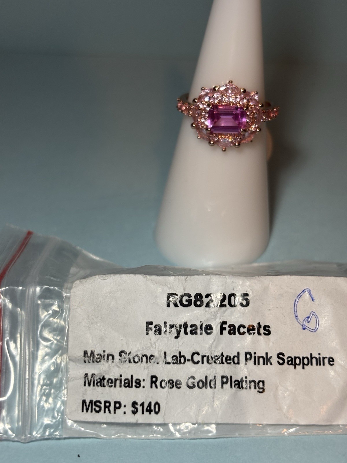 Bomb Party Size 6 OG Ring “Fairytale Faucets” Sapphire Rose Gold