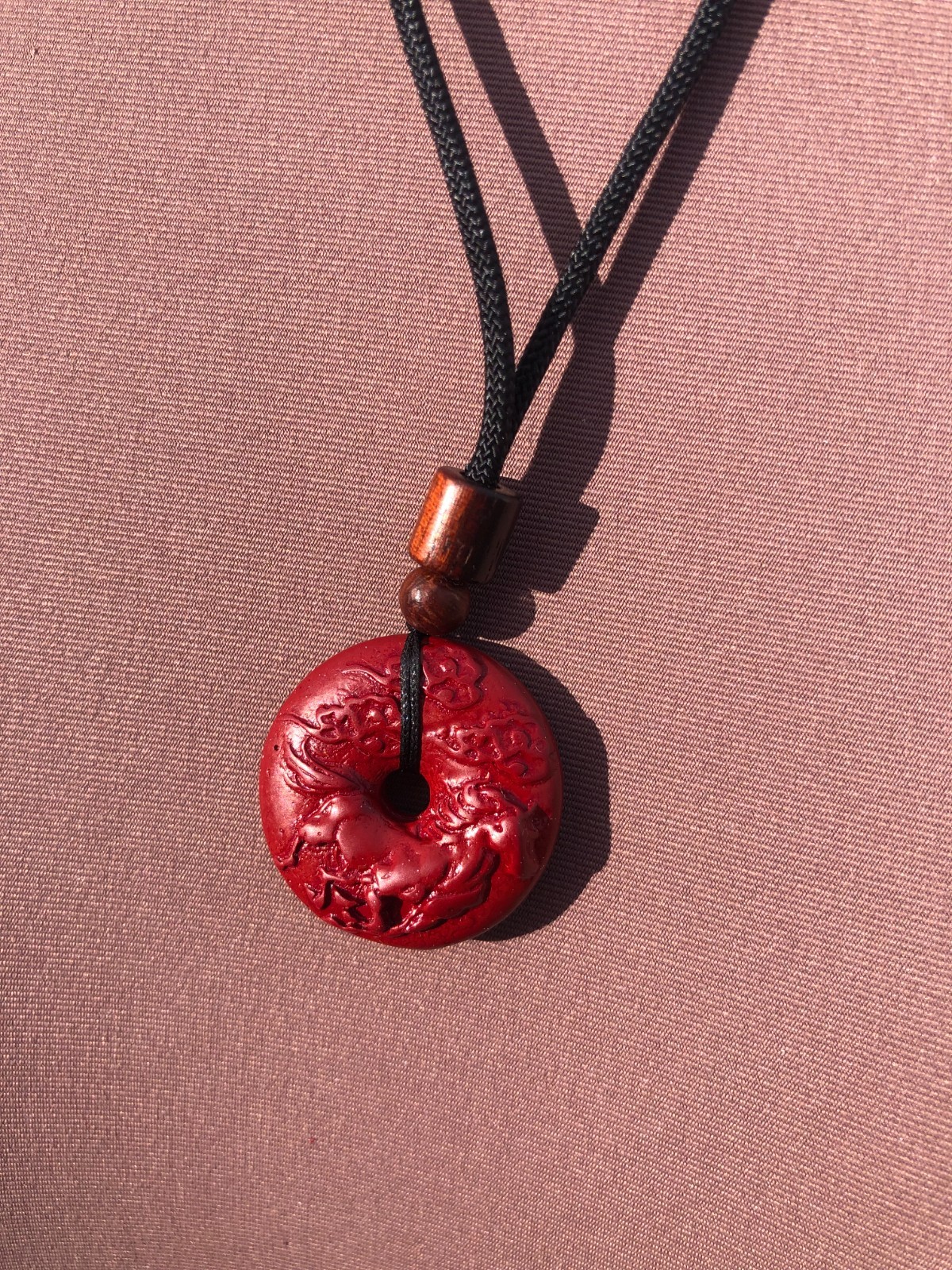 Year Of The Fire Horse 2026 Chinese Zodiac Cinnabar Pendant Necklace