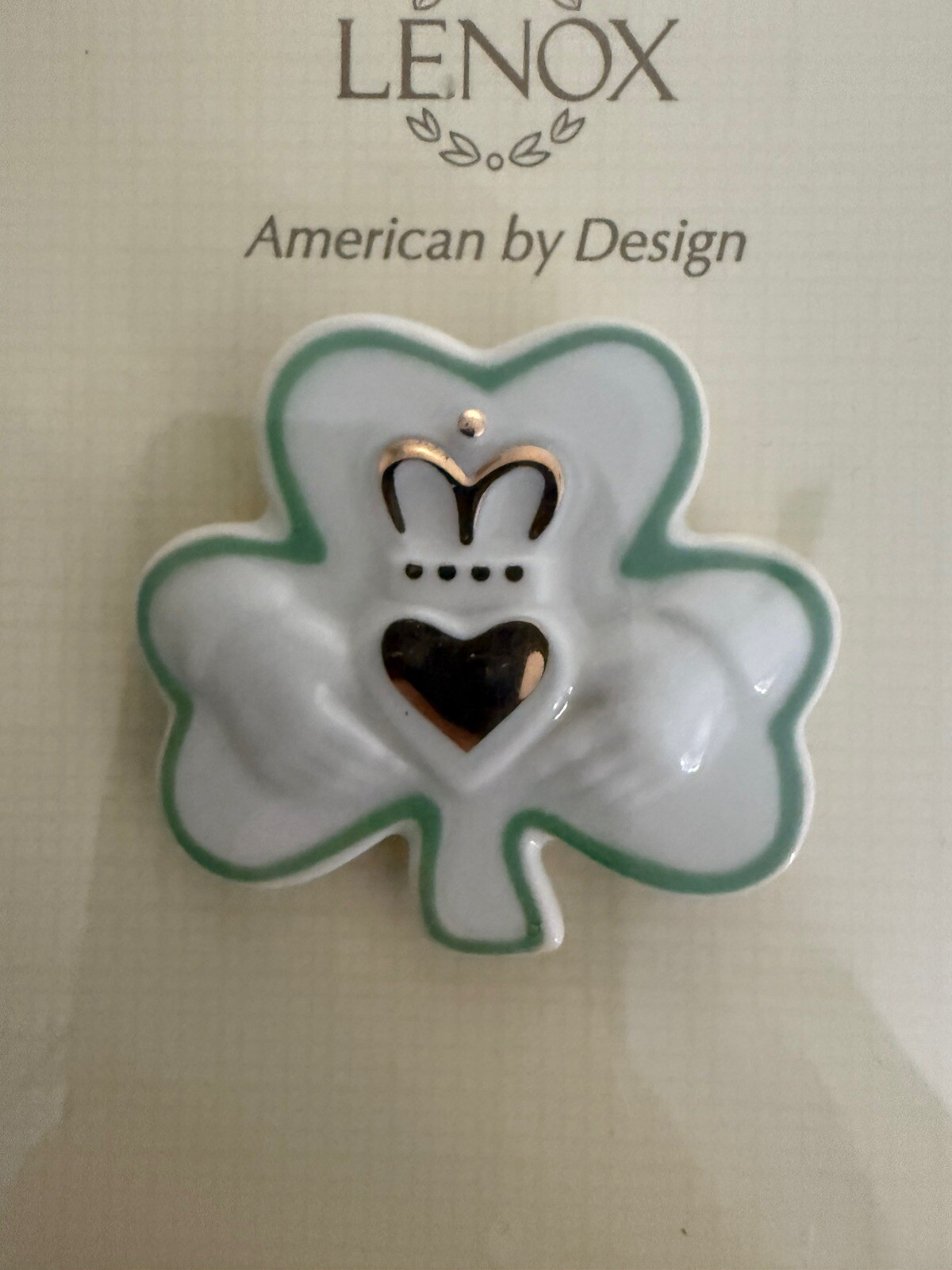 LENOX IRISH SHAMROCK PIN BROCHE / PENDANT NEW NIP