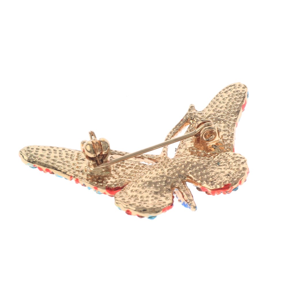 Gold Tone Alloy Metal Crystal Butterfly Brooch With Rhinestone P1173-GBR