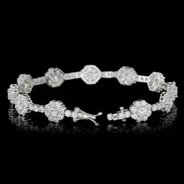 5ct Round Cut Simulated Diamond Stunning Tennis Bracelet 14k White Gold Plated
