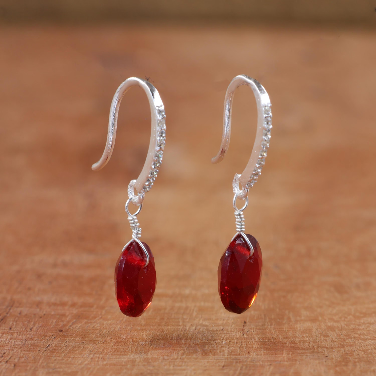 Ruby Drop Earrings, Artisan Jewelry, Fashion Earrings for Everyday Style