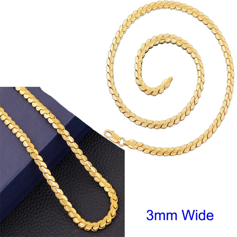18K Yellow Filled Tarnish-Resist 5mm Thick Diamond-Cut Cuban Curb Necklace N801