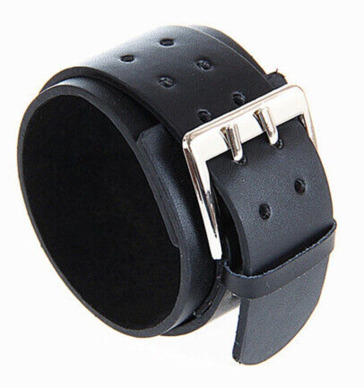 Men’s Punk Wide Leather Wrist Cuff Wrap Bangle Bracelet Wristband Adjustable