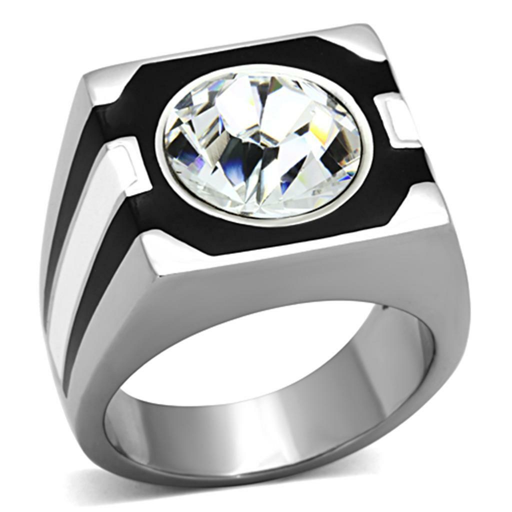 TK1181 – High polished (no plating) Stainless Steel Ring with Top Grade Crystal