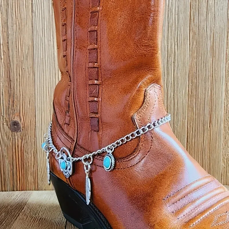 1pcs Western Cowboy Style Vintage Eagle Feather Turquoise Ladies Anklet Footband