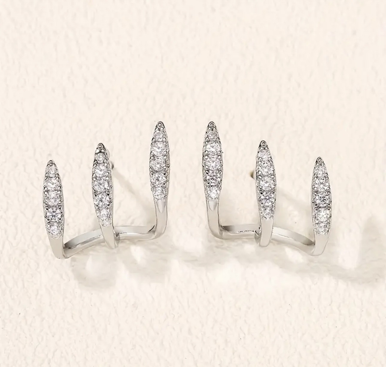 sterling silver 925 triple hoop crystal stud earrings 2.1cm x 1.35cm Woman’s