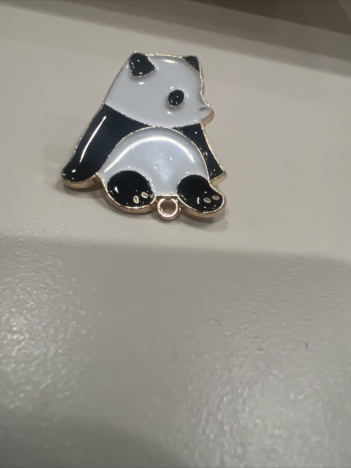Panda Sitting Down Brooch Lapel Pin Enamel Badge Broche Backpack With Hole