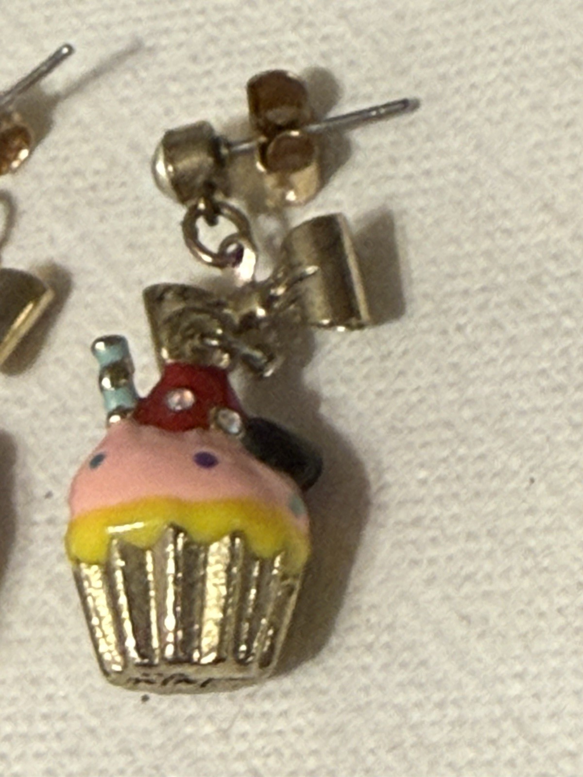 Betsey Johnson Vintage Paris Is Always A Good Idea Pink Cupcake Candy Earrings