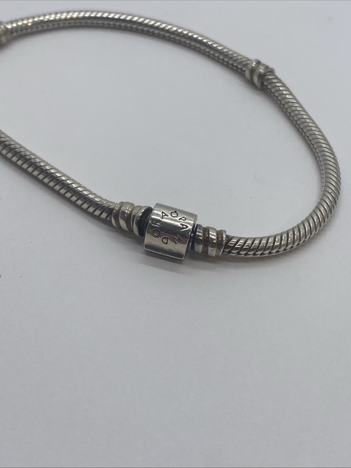 PANDORA ALE 925 Sterling Silver Snake Double Station Bracelet 6.75″ 13.1 gms #1