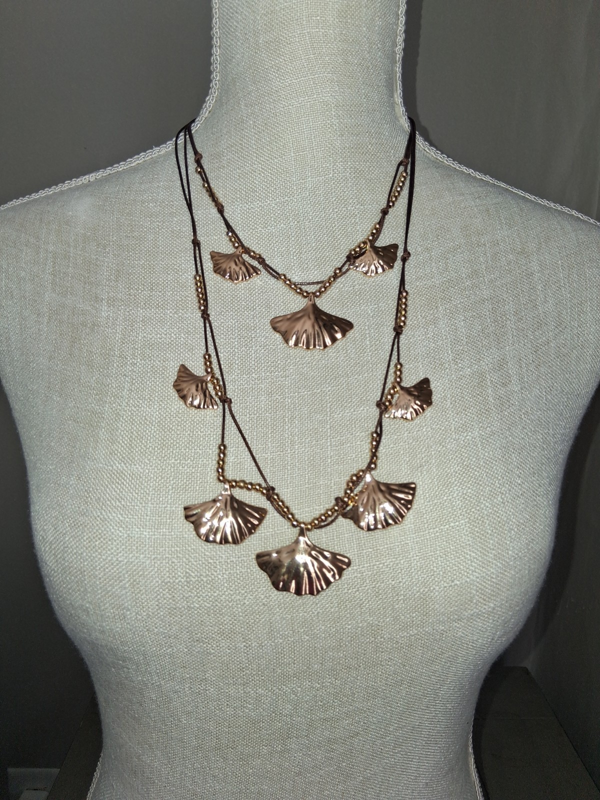 Nickel-Free Adjustable Cord Necklaces Leaf & Oval Pendants Gold Silver Black