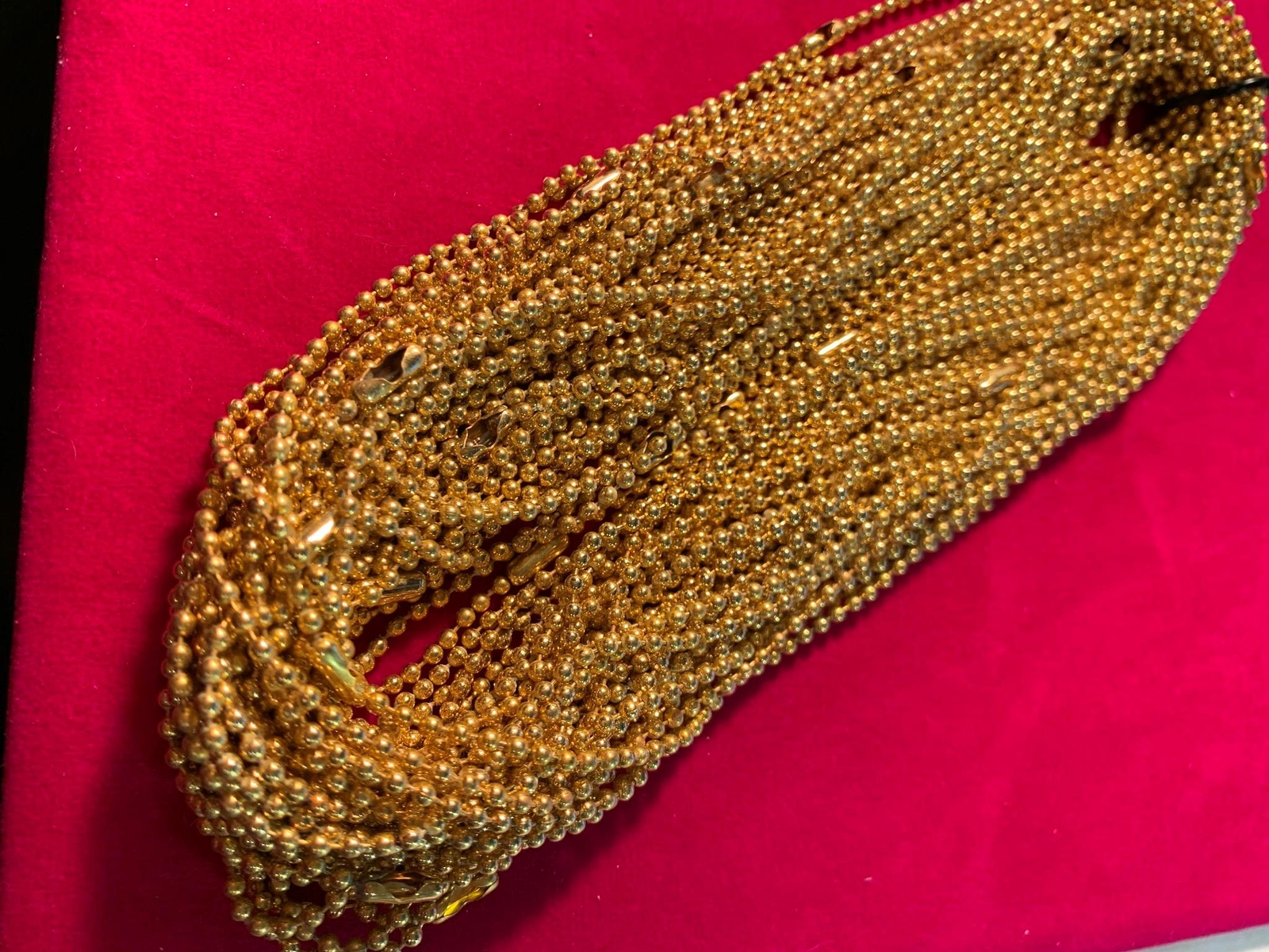 LOT OF 72 14KT GOLD PLATED 18 INCH 2.4MM BALL CHAIN NECKLACE W/ MILITARY CLASP