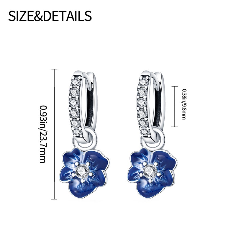 PANDACH 925 Sterling Silver Tiny Flower Drop Earrings Women Hoops Jewelry Gifts