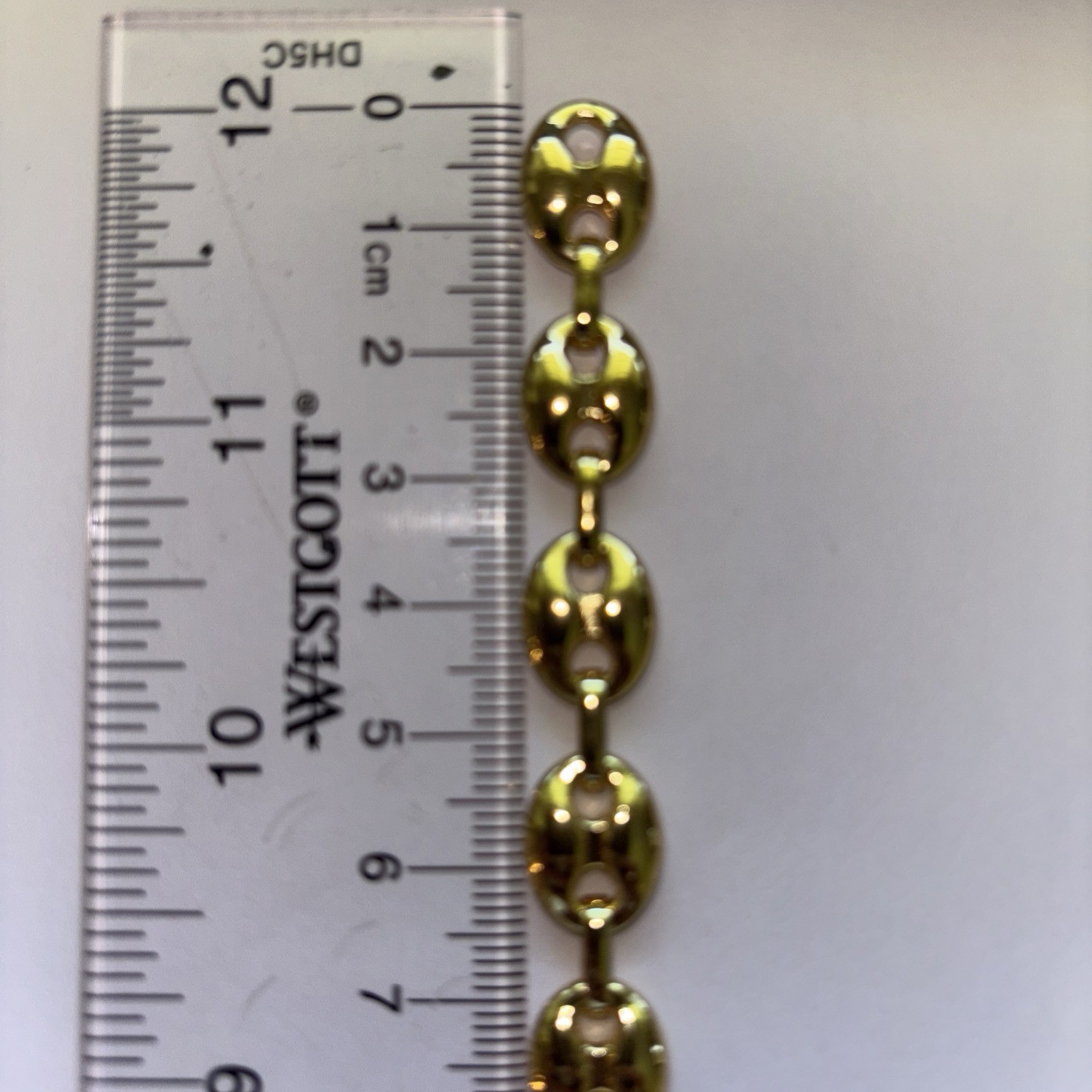 14k Yellow Gold Plated Puffy Puffed Anchor Mariner Link Chain Necklace 1cm 26in